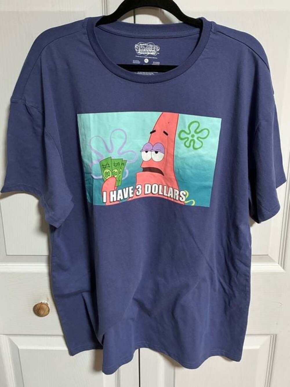 Nickelodeon SpongeBob SquarePants Patrick "I Have 3 Dollars" Meme Graphic Tee XL